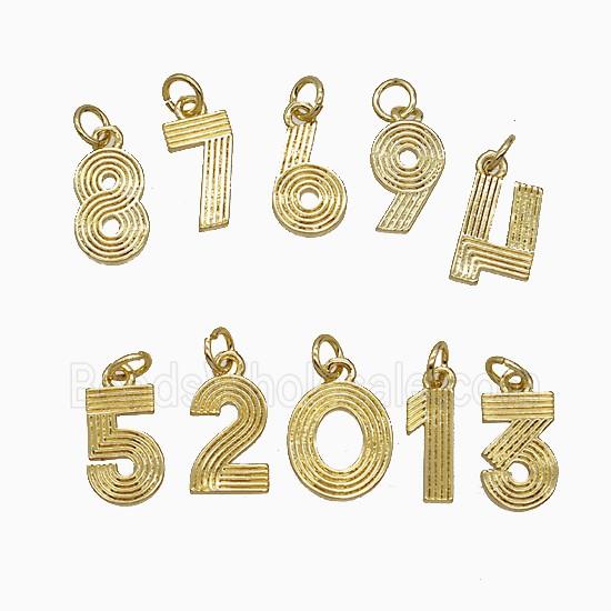 Copper Number Pendant Mixed Gold Plated
