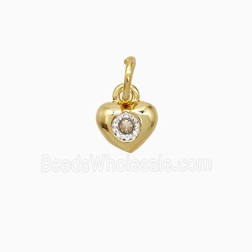 Copper Heart Pendant Pave Zirconia 18K Gold Plated