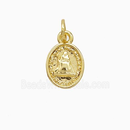 Virgin Mary Charms Copper Pendant 18K Gold Plated