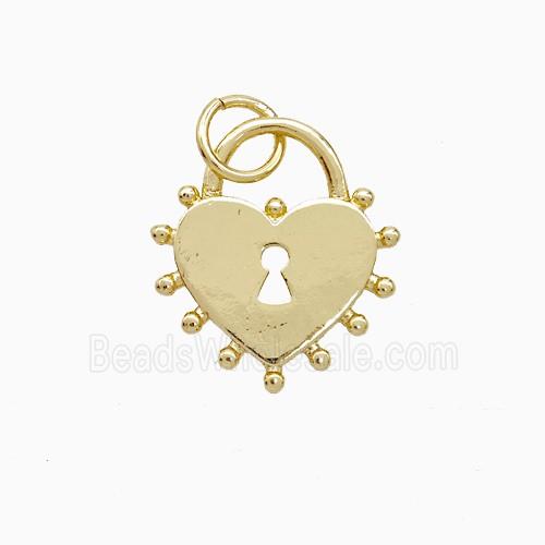 Copper Heart Lock Pendant 18K Gold Plated