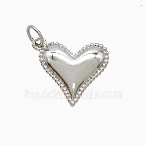 Copper Heart Pendant Platinum Plated