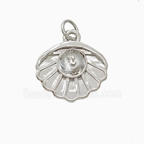 Copper Scallop Shell Pendant Platinum Plated
