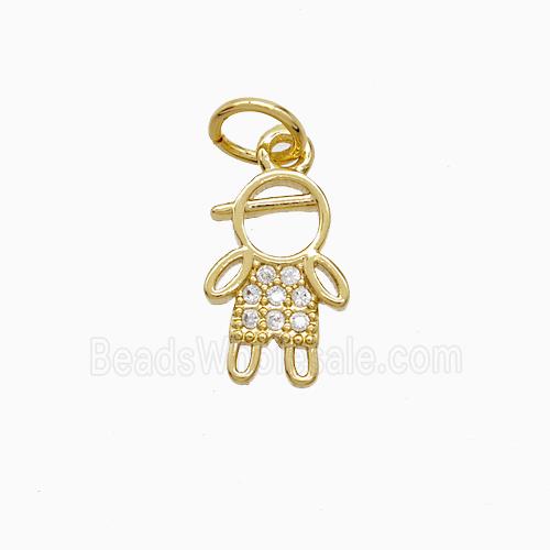 Copper Kids Boy Pendant Pave Zirconia 18K Gold Plated