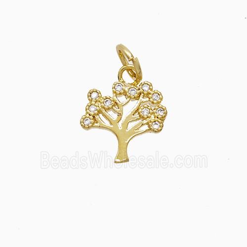 Copper Tree Pendant Pave Zirconia 18K Gold Plated