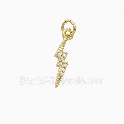 Copper Lightning Pendant Pave Zirconia 18K Gold Plated