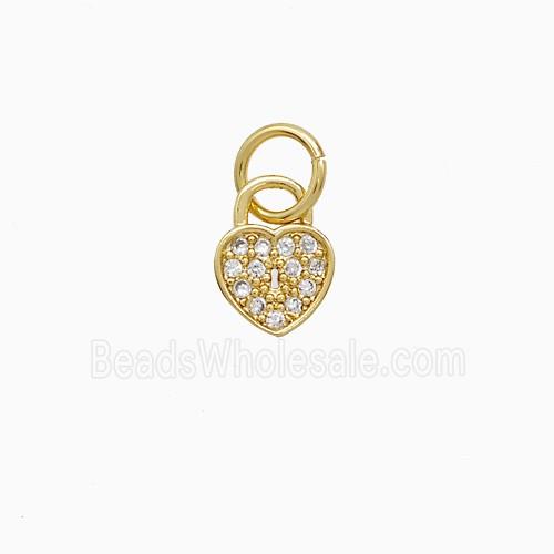 Copper Heart Locket Pendant Pave Zirconia 18K Gold Plated