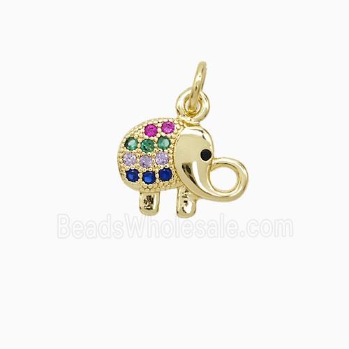 Copper Elephant Pendant Pave Zirconia 18K Gold Plated