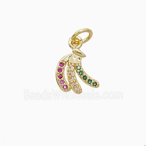 Copper Banana Pendant Pave Zirconia 18K Gold Plated