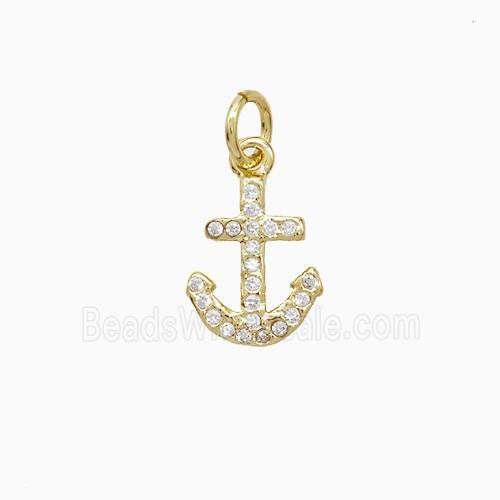 Copper Anchor Pendant Pave Zirconia 18K Gold Plated