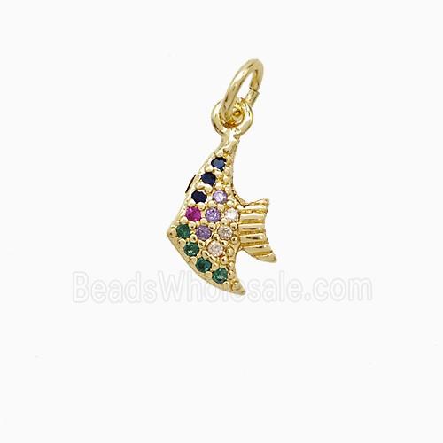Copper Ocean Fish Pendant Pave Zirconia 18K Gold Plated