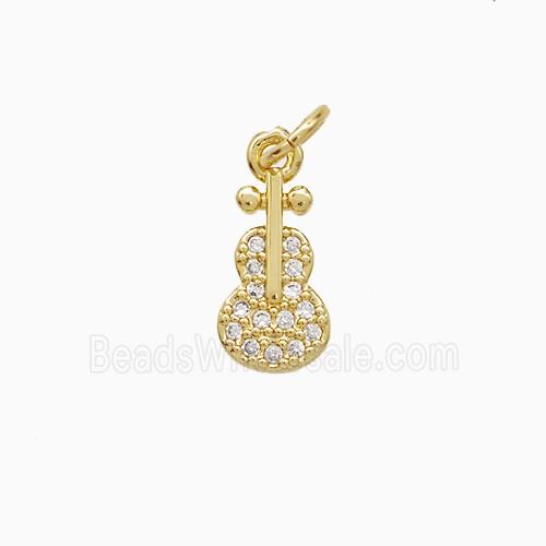 Copper Guitar Pendant Pave Zirconia 18K Gold Plated