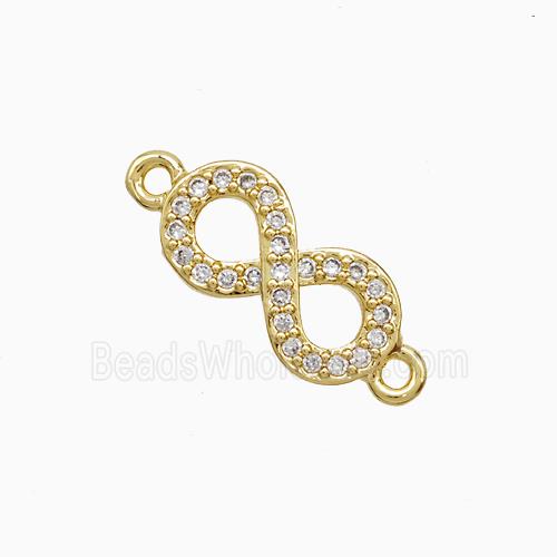 Copper Infinity Connector Pave Zirconia 18K Gold Plated