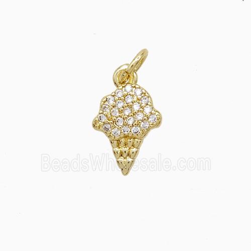 Ice Cream Cone Charms Copper Pendant 18K Gold Plated