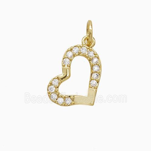 Copper Heart Pendant Pave Zirconia 18K Gold Plated