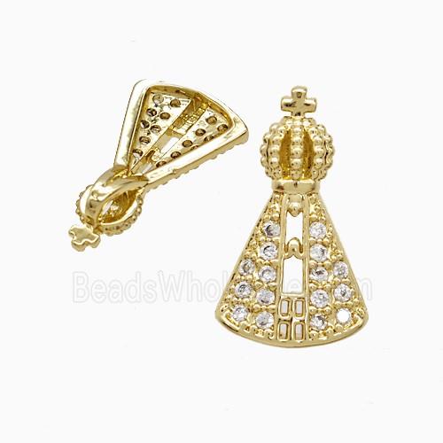 Copper Pope Crown Pendant Pave Zirconia 18K Gold Plated