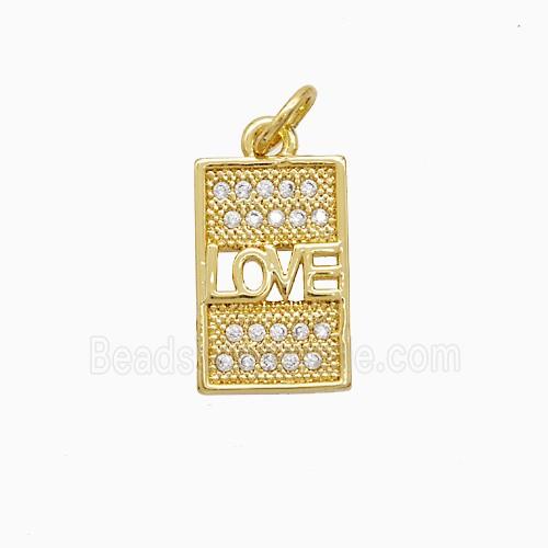 Copper Love Pendant Pave Zirconia Rectangle 18K Gold Plated