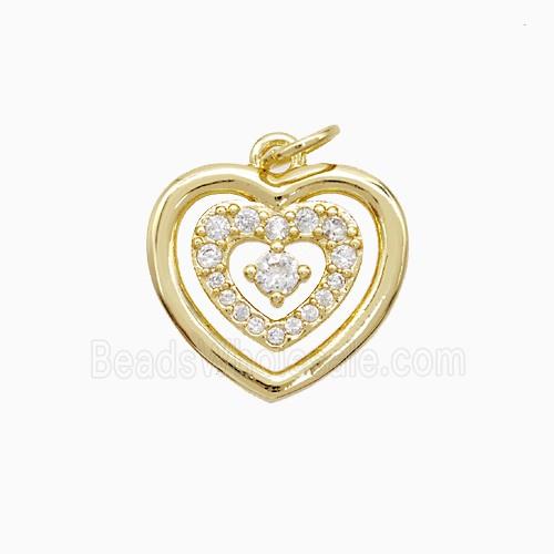 Copper Heart Pendant Pave Zirconia 18K Gold Plated