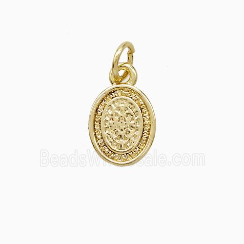 Copper Oval Pendant Pave Zirconia 18K Gold Plated