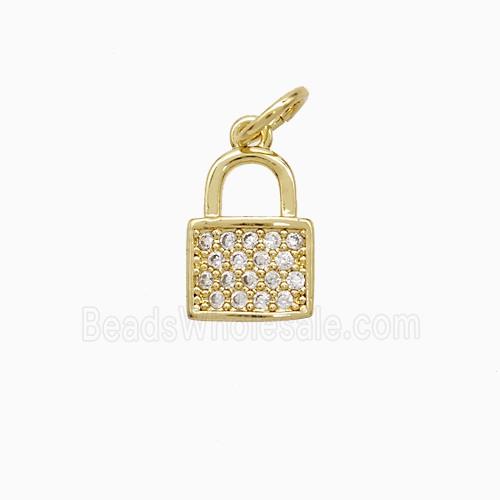 Copper Lock Pendant Pave Zirconia 18K Gold Plated