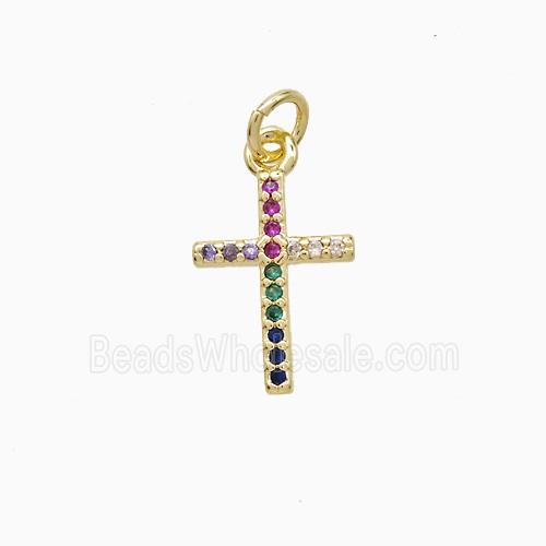 Copper Cross Pendant Pave Zirconia 18K Gold Plated