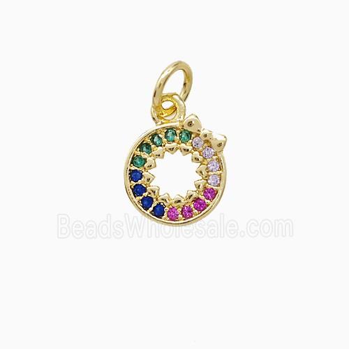 Copper Circle Pendant Pave Zirconia 18K Gold Plated