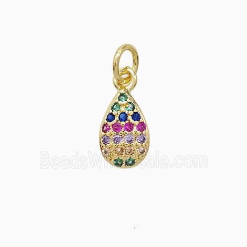 Copper Teardrop Pendant Pave Zirconia 18K Gold Plated