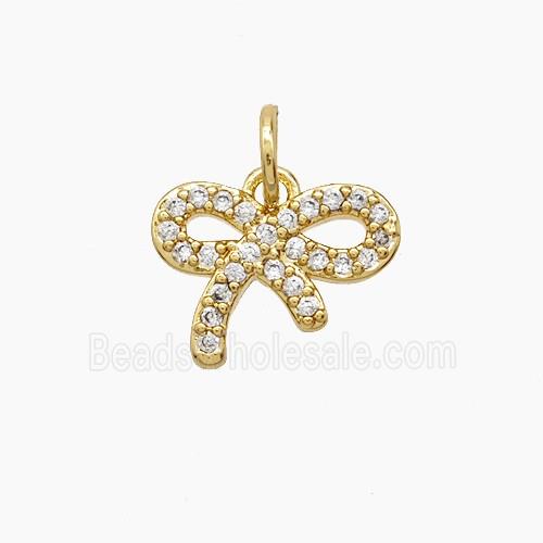 Copper Bowknot Pendant Pave Zirconia 18K Gold Plated