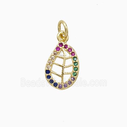 Copper Leaf Pendant Pave Zirconia 18K Gold Plated