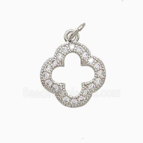 Copper Clower Pendant Pave Zirconia Platinum Plated