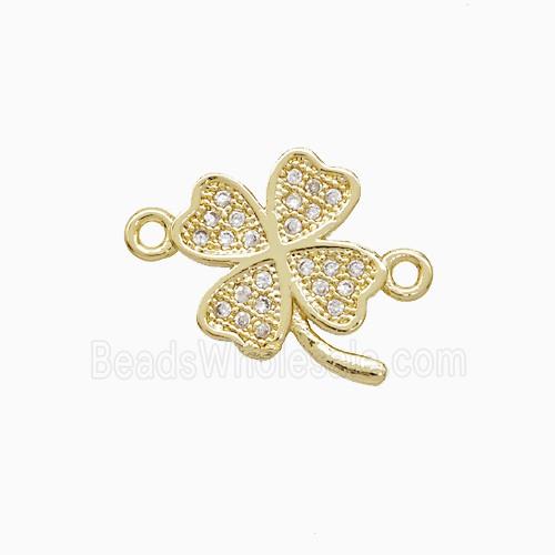 Copper Clower Connector Pave Zirconia 18K Gold Plated