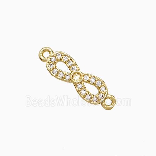 Copper Infinity Connector Pave Zirconia 18K Gold Plated