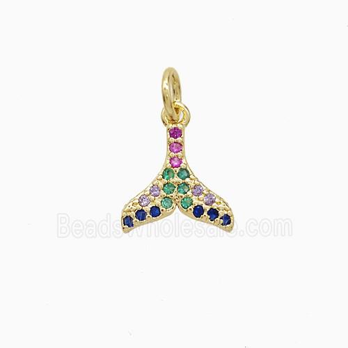 Copper Shark-Tail Pendant Pave Zirconia 18K Gold Plated