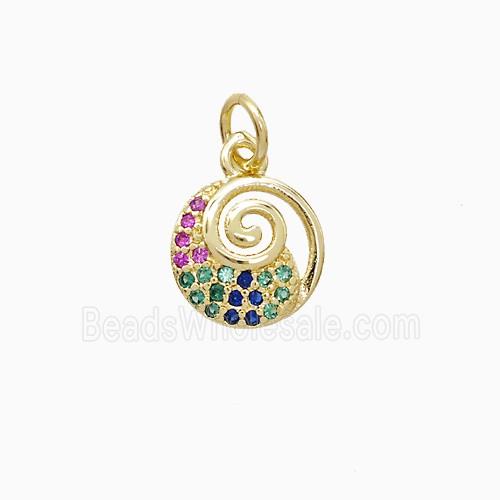 Copper Spiral Pendant Pave Zirconia 18K Gold Plated