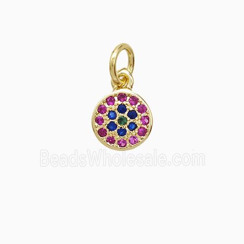 Copper Circle Pendant Pave Zirconia 18K Gold Plated