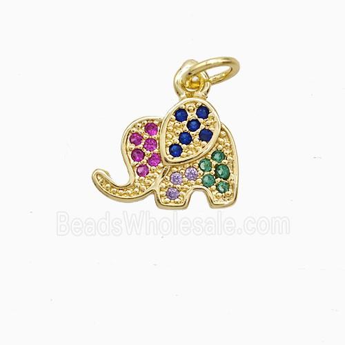 Copper Elephant Pendant Pave Zirconia 18K Gold Plated