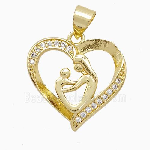 Copper Heart Pendant Pave Zirconia Baby Lover 18K Gold Plated