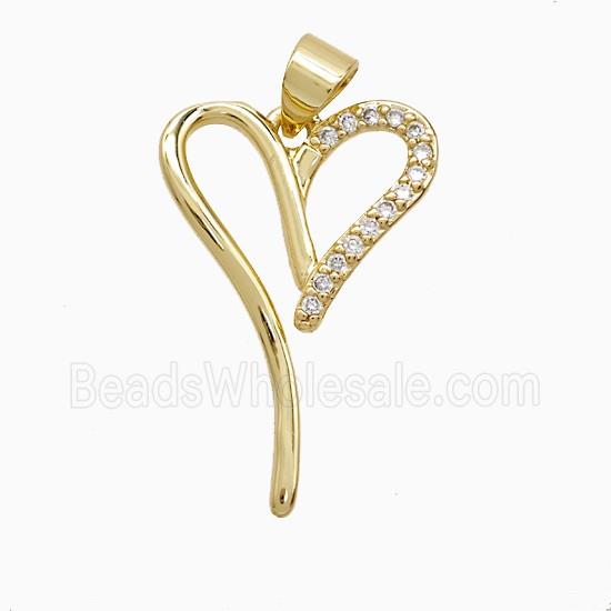 Copper Heart Pendant Pave Zirconia 18K Gold Plated