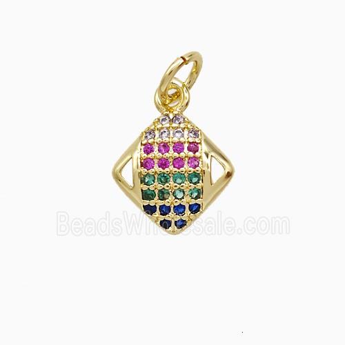 Copper Square Pendant Pave Zirconia 18K Gold Plated