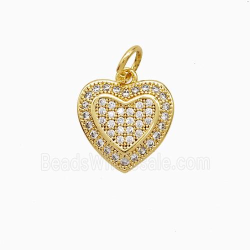 Copper Heart Pendant Pave Zirconia 18K Gold Plated