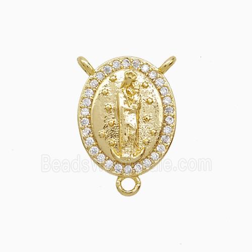 Copper Jesus Pendant Pave Zirconia 18K Gold Plated
