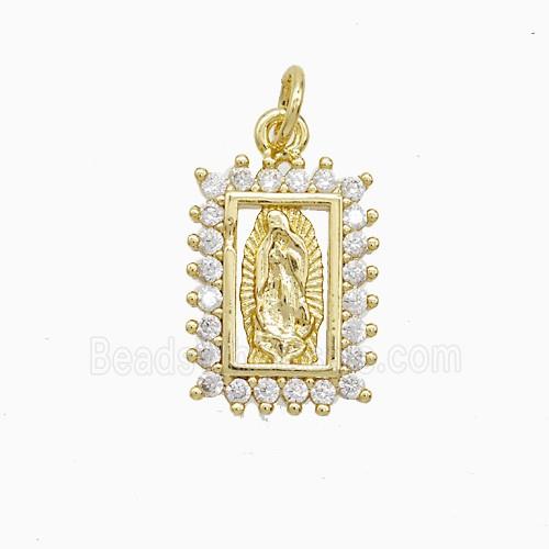 Copper Jesus Pendant Pave Zirconia 18K Gold Plated