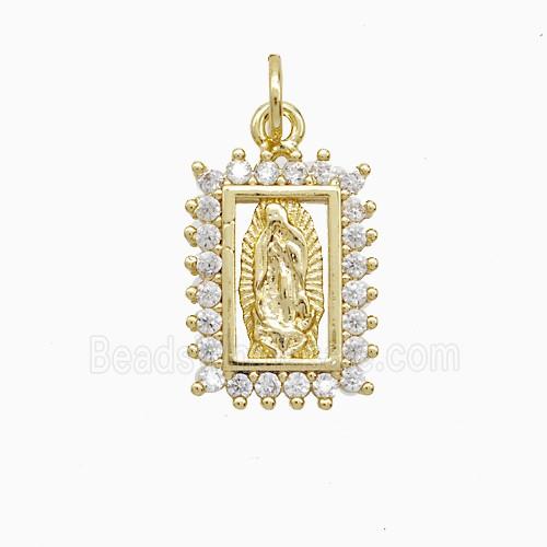 Copper Jesus Pendant Pave Zirconia 18K Gold Plated