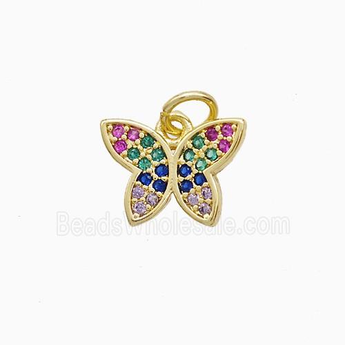 Copper Butterfly Pendant Pave Multicolor Zirconia 18K Gold Plated