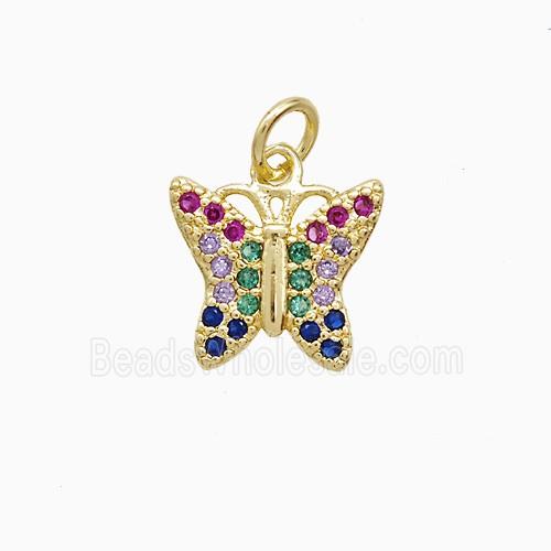 Copper Butterfly Pendant Pave Multicolor Zirconia 18K Gold Plated
