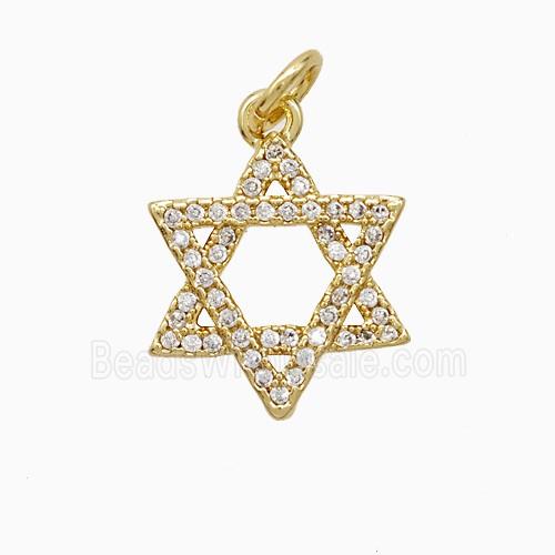 Copper David Star Pendant Pave Zirconia 18K Gold Plated