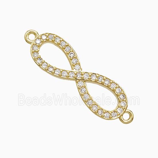 Copper Infinity Connector Pave Zirconia 18K Gold Plated