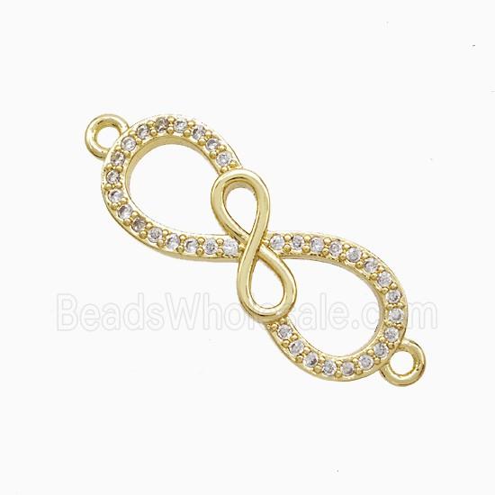 Copper Infinity Connector Pave Zirconia 18K Gold Plated