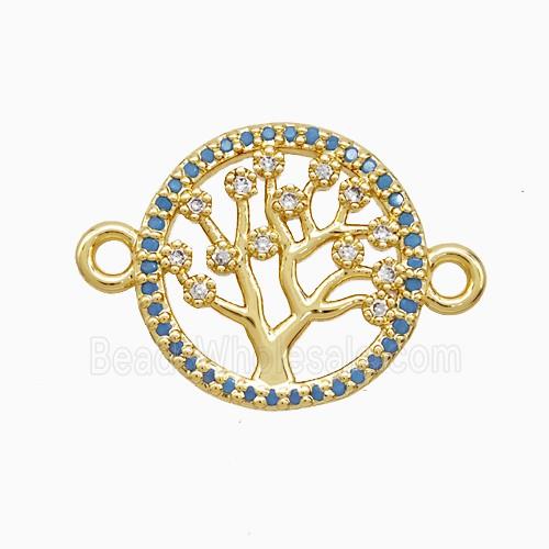Copper Tree Of Life Connector Pave Zirconia 18K Gold Plated