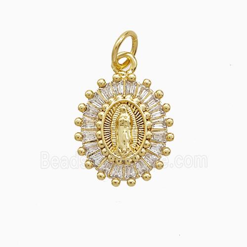 Copper Jesus Pendant Pave Zirconia 18K Gold Plated