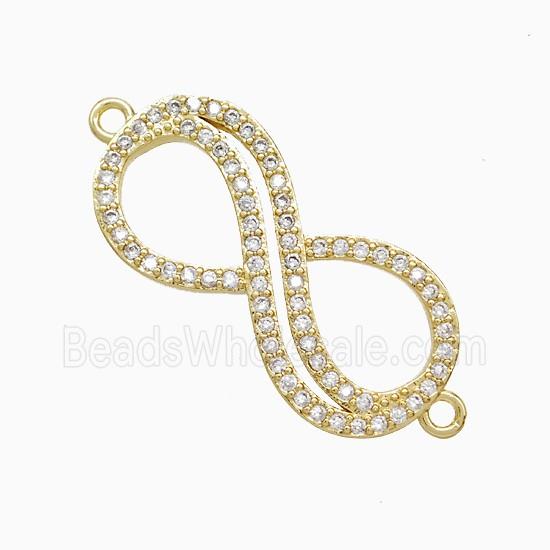 Copper Infinity Connector Pave Zirconia 18K Gold Plated